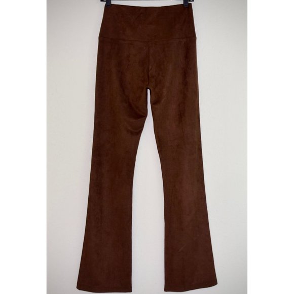 Ala von Auersperg Flared Leg Stretch Pants S Brown Micro Suede Polyester Luxury - Picture 7 of 10